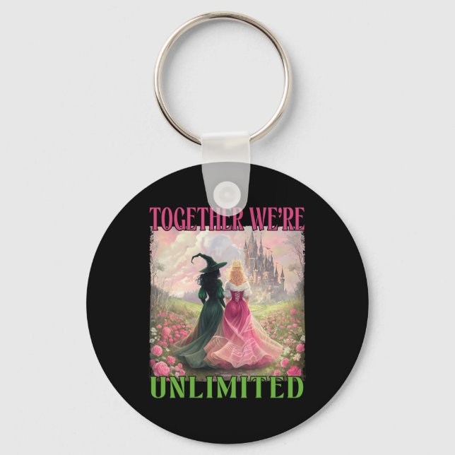 Together Witches Unlimited Pink Green Witch Hallow Key Ring (Front)