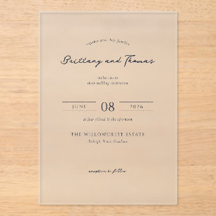 Together with their families Elegant Black Serif Acrylic Invitations
