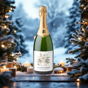 Togetherness Reimagined Elegant Poinsettia Sparkling Wine Label