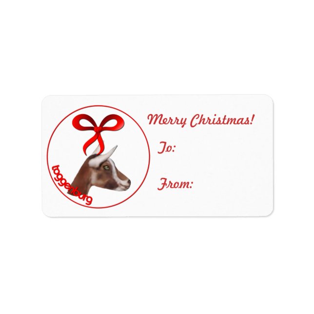 Toggenburg Goat Christmas Gift Tag Sticker (Front)