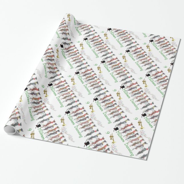 Toggenburg Goats Dancing Christmas Wrapping Paper (Unrolled)