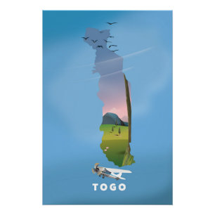 Togo African map travel print