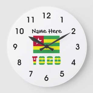 Togo and Togolese Flag Personalised Large Clock