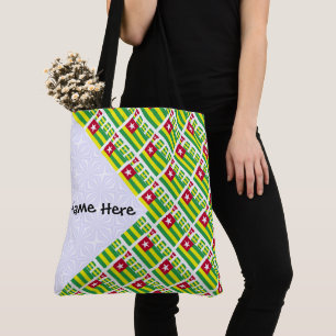 Togo and Togolese Flag Tiled Personalised  Tote Bag