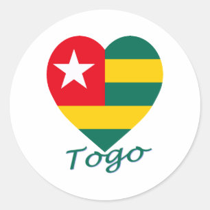 Togo Flag Heart Classic Round Sticker