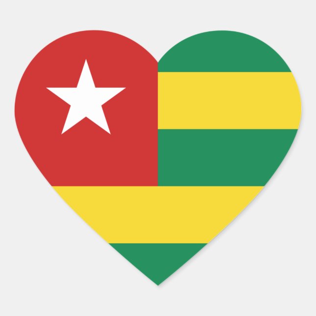 Togo Flag Heart Sticker (Front)