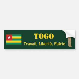 Togo Flag + Map Bumper Sticker