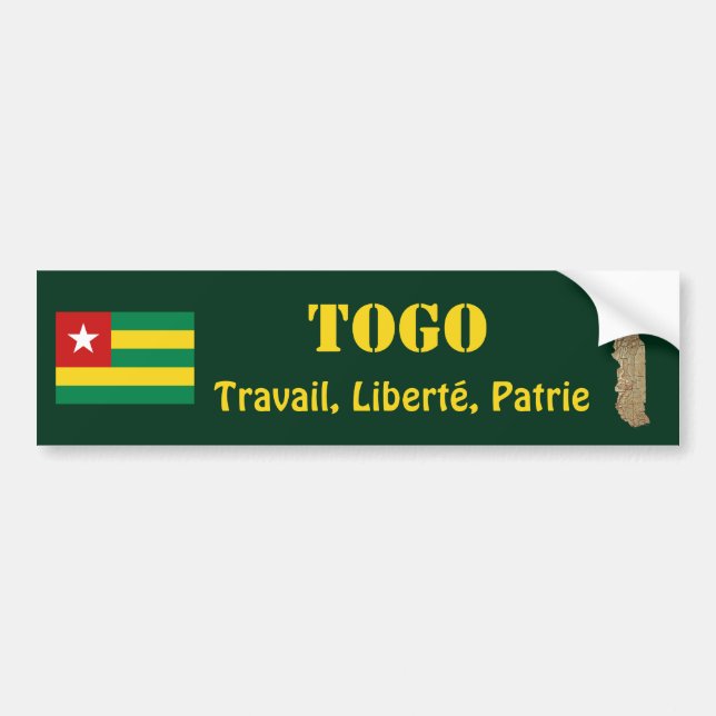 Togo Flag + Map Bumper Sticker (Front)
