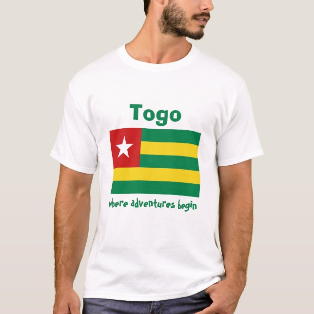 Togo Flag + Map + Text T-Shirt (Front)