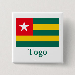 Togo Flag with Name 15 Cm Square Badge