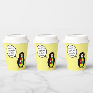 Togolese Flag Talking Ms. Penguin Personalised Paper Cups