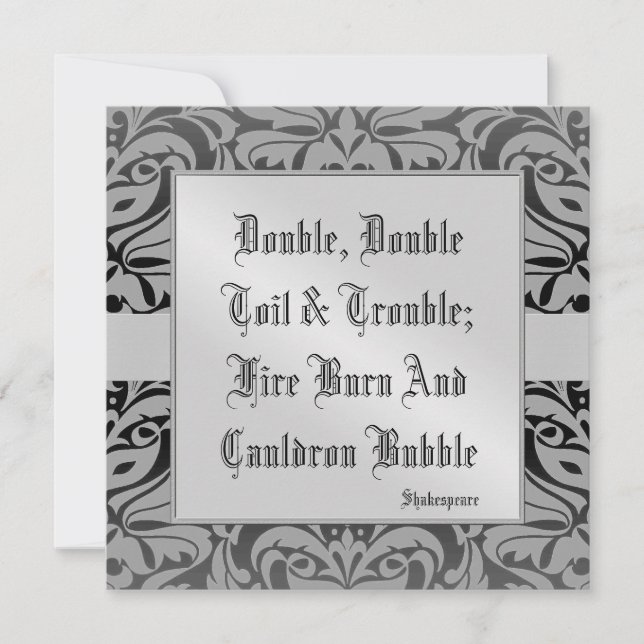 Toil & Trouble Halloween Holiday Silver Invitation (Front)