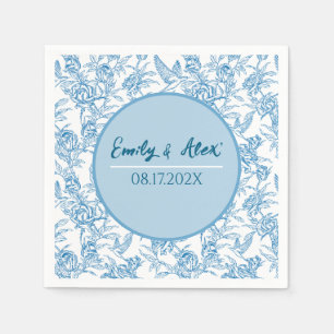 Toile bird and floral Custom Name Baby Shower I Do Napkin