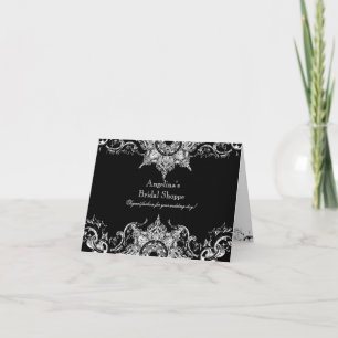 Toile Black n White Damask Swirl Wedding Invite