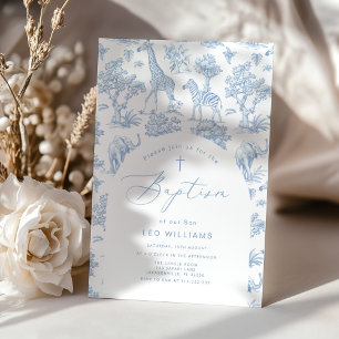 Toile Boy Baptism Safari Chinoiserie Invitation