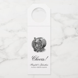 Toile & Calligraphy Wedding Bottle Hanger Tags