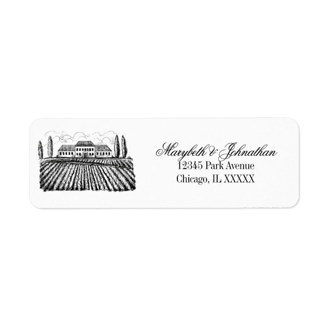 Toile & Calligraphy Wedding Return Address Label (Front)