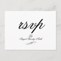 Toile & Calligraphy Wedding RSVP Postcard