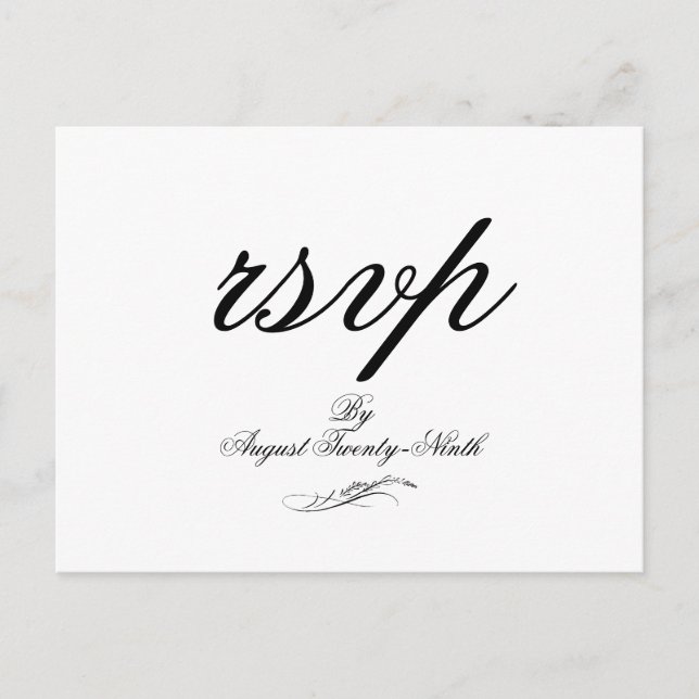 Toile & Calligraphy Wedding RSVP Postcard (Front)