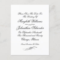 Toile & Calligraphy Wedding Save The Date Postcard