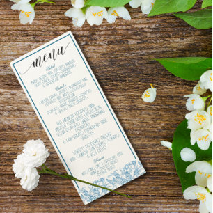 Toile Chinoiserie French Blue Elegant Menu