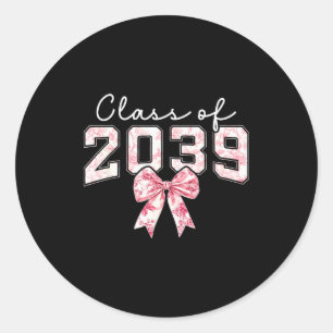 Toile Coquette Bow Preppy Cl Of 20 Girl Kids Flora Classic Round Sticker