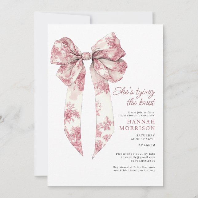 Toile Coquette Bridal Shower Invitation (Front)