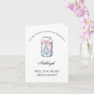 Toile Coquette Soda Will You Be My Bridesmaid Card