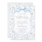 Toile De Jouy Baby Shower blue Bow Boy Invitation