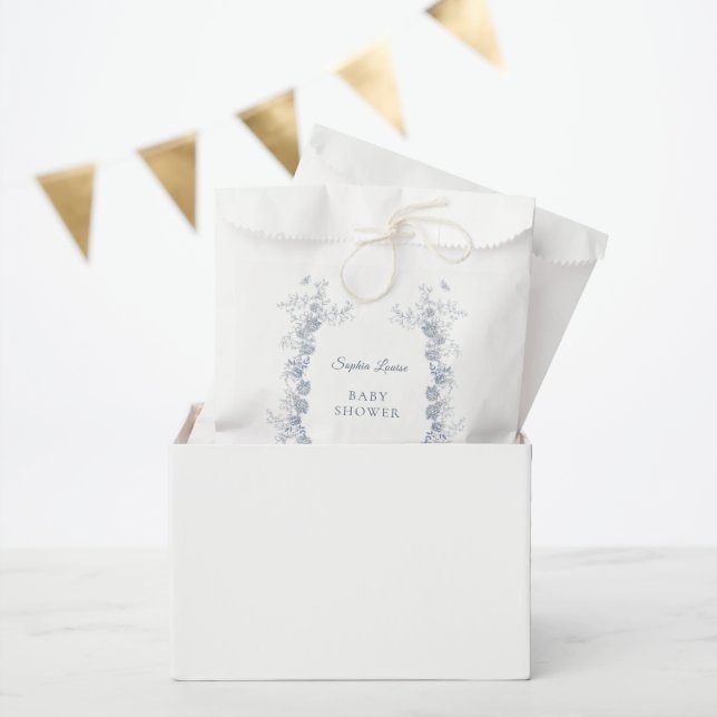 Toile de Jouy Baby Shower Blue Chinoiserie Favour Bags (Party)