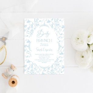 Toile De Jouy Baby Shower Brunch Boy Invitation