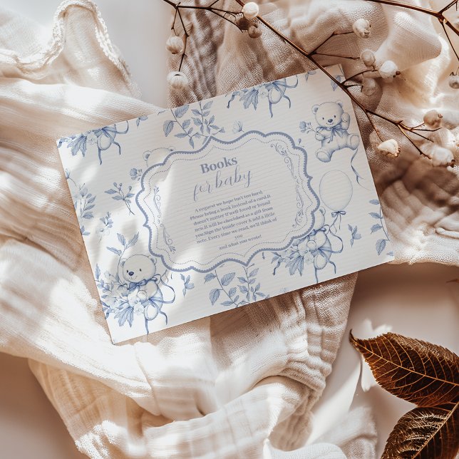 Toile De Jouy Bear Baby Showe Books for Baby Enclosure Card (Creator Uploaded)