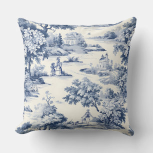 Toile de jouy,blue and white,porcelain, cushion