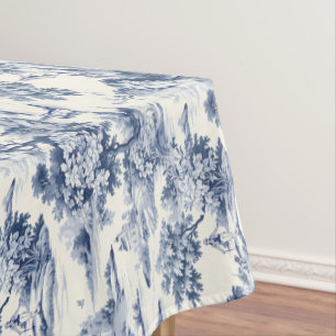 Toile de jouy,blue and white,porcelain, tablecloth