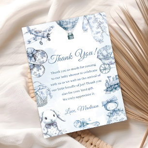 Toile De Jouy Blue Baby Shower Party Invitation