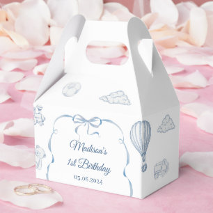 Toile De Jouy Blue Bow Birthday Party Favour Box