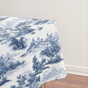Toile de jouy ,blue china ,porcelain,blue willow  tablecloth