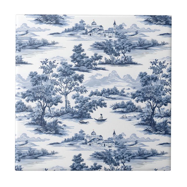 Toile de jouy ,blue china ,porcelain,blue willow  tile (Front)
