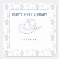 Toile de Jouy Blue Cowboy - Baby's first library