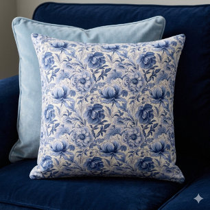 Toile de Jouy. Blue French toile.  Throw Cushion