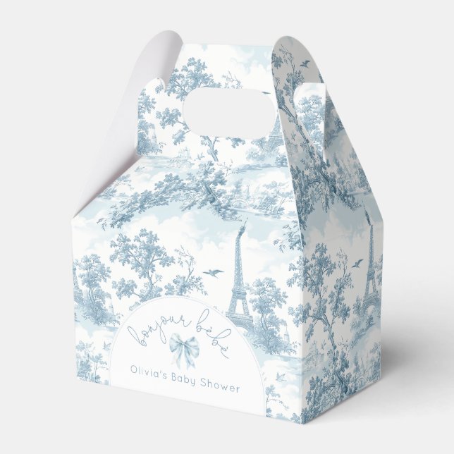Toile de Jouy Bonjour BebeFrench baby shower Favour Box (Front Side)