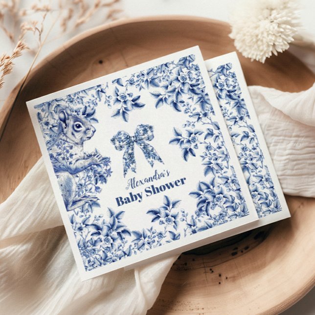 Toile De Jouy Bow Baby Shower Napkin (Creator Uploaded)