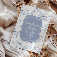 Toile De Jouy Bow Bear Baby Shower