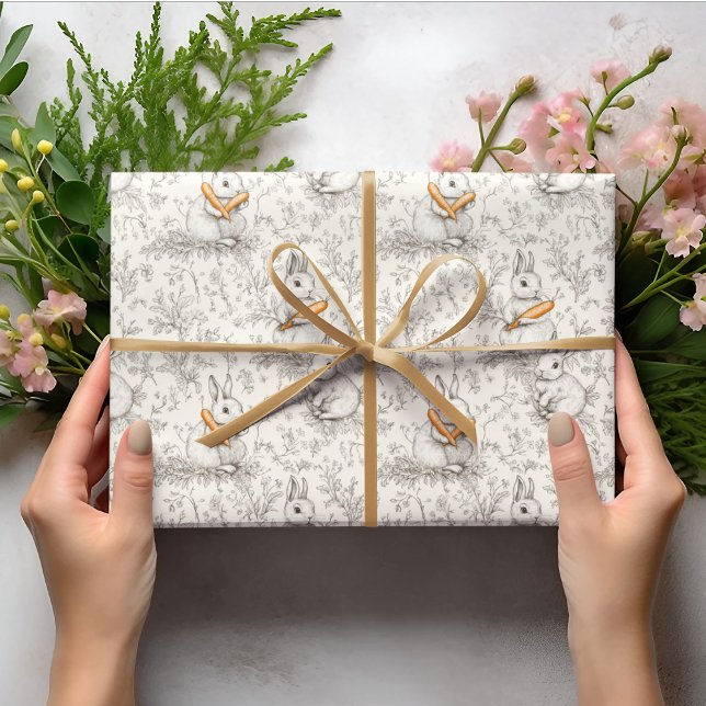 Toile de Jouy Bunny & Carrot Delight Easter  Wrapping Paper (Creator Uploaded)