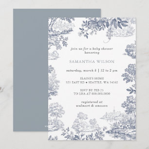 Toile De Jouy Chinoiserie Boy Baby Shower Invitation