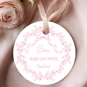 Toile de Jouy Chinoiserie Butterflies Baby Shower Favour Tags