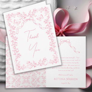 Toile de Jouy Chinoiserie Butterflies Baby Shower  Thank You Card