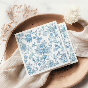 Toile-de-jouy Chinoiseries Blue Floral Pattern Napkin