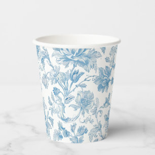 Toile-de-jouy Chinoiseries Blue Floral Pattern Paper Cups