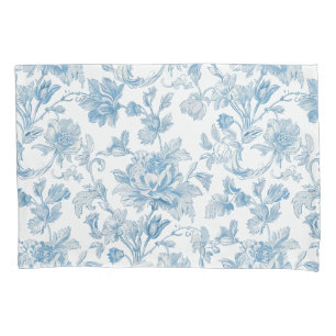 Toile-de-jouy Chinoiseries Blue Floral Pattern Pillowcase